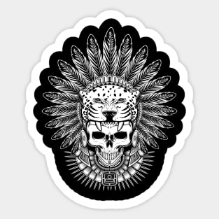 Aztec Jaguar Warrior Skull Sticker